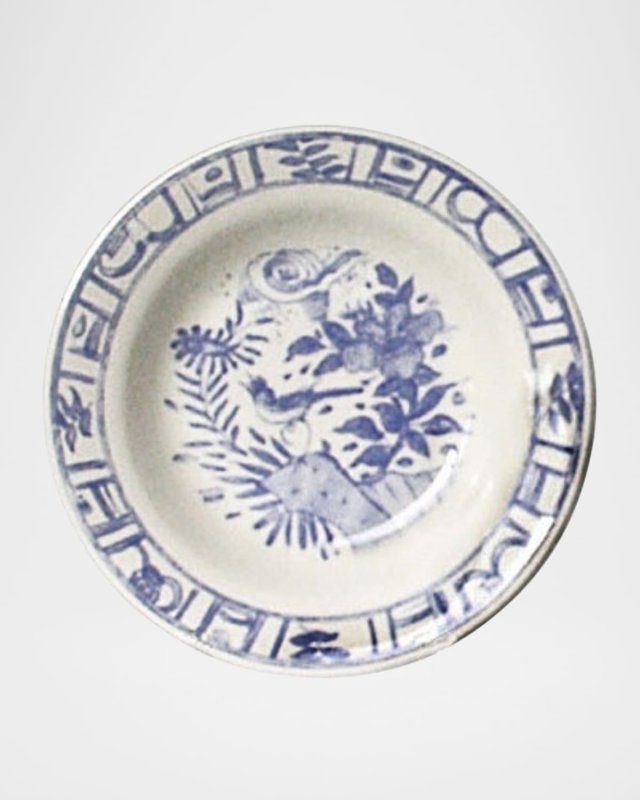 Oiseau Blue & White Rimmed Soup Plate